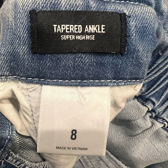 Express rhinestone tapered ankle super high rise baggy jeans size 8 - Picture 12 of 16